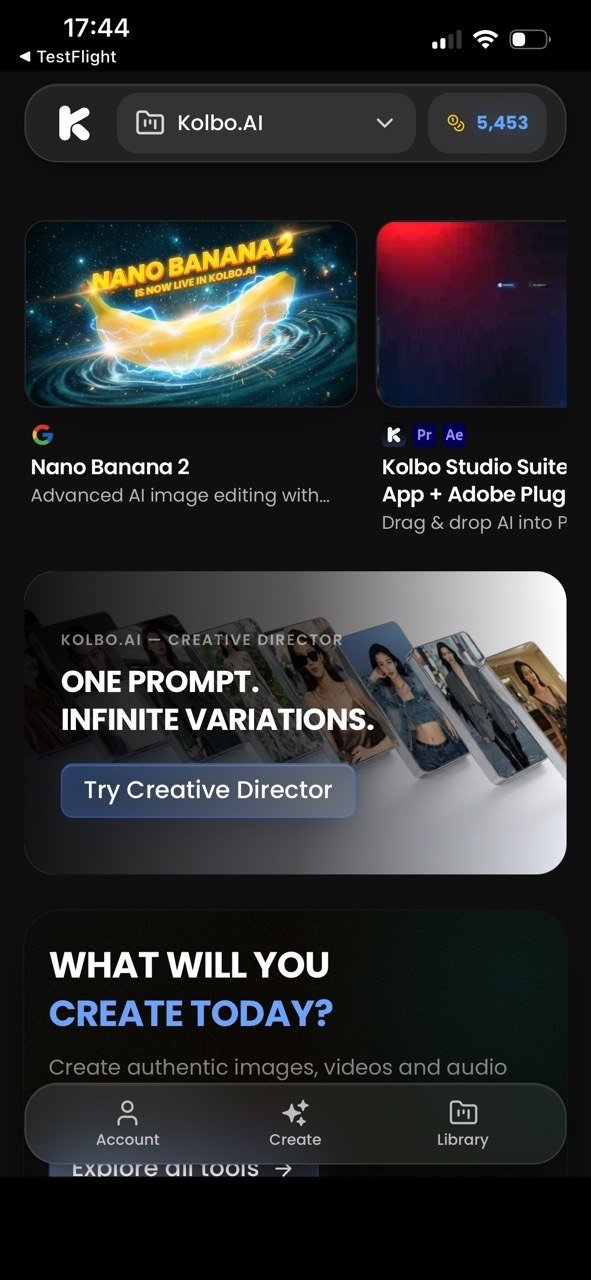 Kolbo mobile app interface